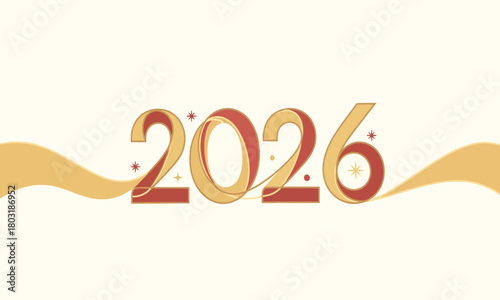 Elegant golden and red 3D render of the year 2026, symbolizing future, prosperity, and new beginnings, isolated on a clean white background for festive designs and annual events