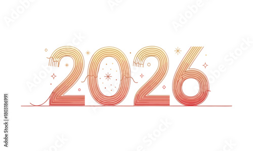 Stylish 2026 Typography Modern Design with Glowing Effects for New Year Celebrations and Future Concepts