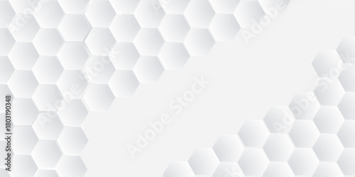 Abstract White Hexagon Pattern with Subtle Shadows and Clean Aesthetic.