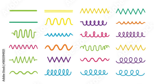 Diverse Collection of Colorful Decorative Line Accents for Graphic Design Projects