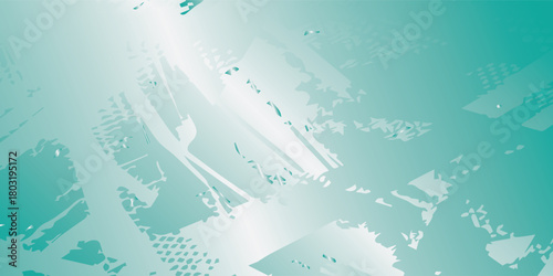 Abstract Teal and White Brushstroke Texture with Gradient Background.
