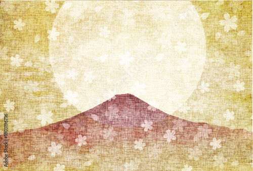 和柄　富士山　年賀状　春　背景	