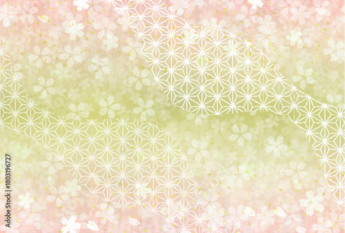 和柄　桜　年賀状　春　背景	