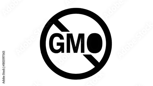 Vector illustration of no gmo symbol, genetically modified organism prohibition sign, isolated on transparent background 