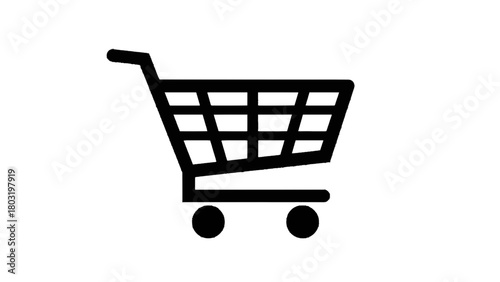 Vector illustration of black and white illustration of a shopping cart isolated on transparent background 