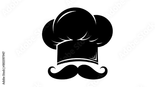 Vector illustration of chef hat and mustache icon isolated on transparent background 