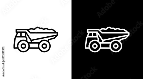 Dump Truck  White Icon Set Design