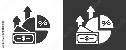 Profit Margin Icon Set Vector Collection Isolated In Black And White
