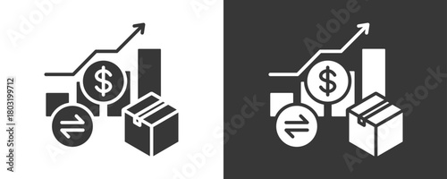 Sales Growth Icon Set Vector Collection Isolated In Black And White