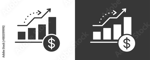 Business Growth Icon Set Vector Collection Isolated In Black And White