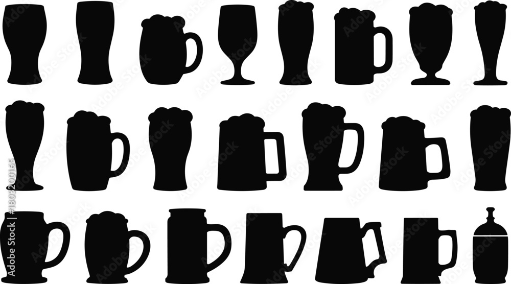 Fototapeta premium Soccer player silhouette set, black vector illustration, standing and dynamic poses, ball control actions, sports training concept, posture variation