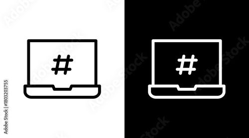 Laptop  White Icon Set Design