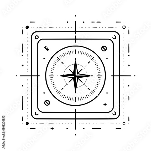 Compass rose navigation travel direction guide orientation nautical marine cartography adventure exploration icon vector