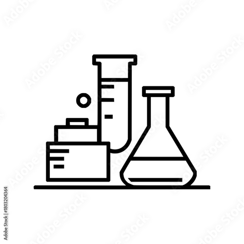 Science lab equipment vector illustration featuring beakers test tubes and other labware for experiments