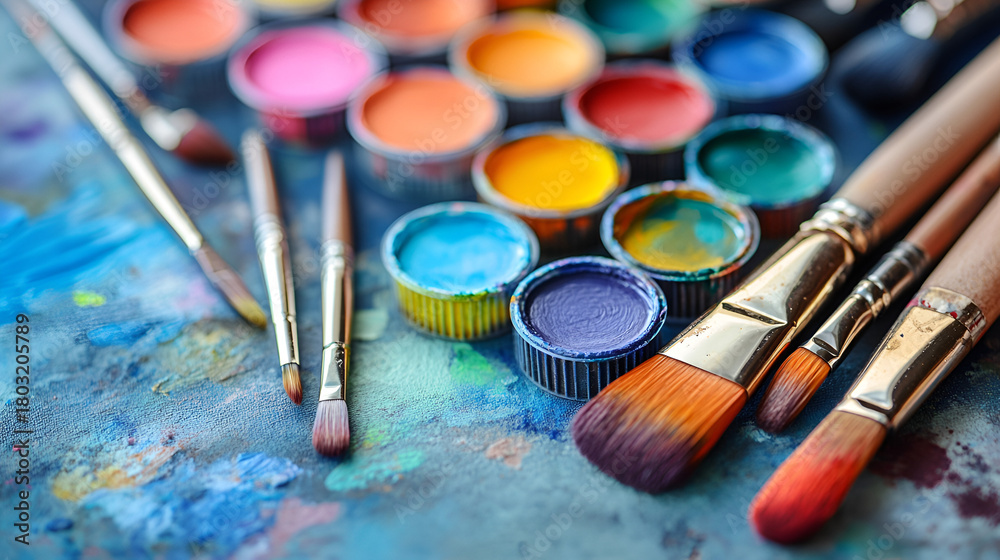 Fototapeta premium brushes and palette