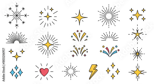 Radiant Sparkles A Collection of Gleaming Starbursts and Shining Light Elements