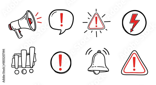 Alert Icons Collection Warning, Announcement, and Attention Symbols