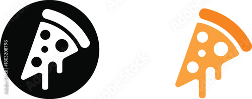 Simple Slice of Pizza with Dripping Cheese Logo Icon Vector illustration