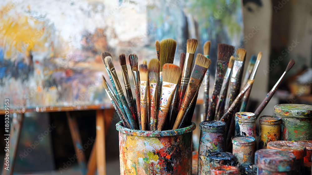 Fototapeta premium brushes and palette