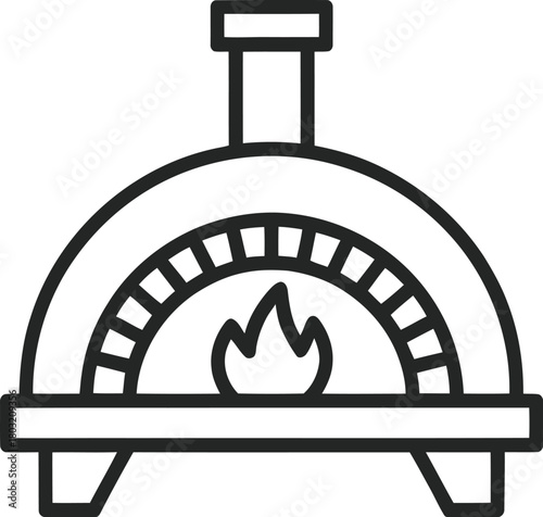 Print Traditional Wood-Fired Pizza Oven Icon for Restaurant Menu Vector illustration