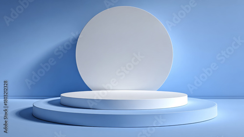 Minimalist Stage with White Circle and Pedestal