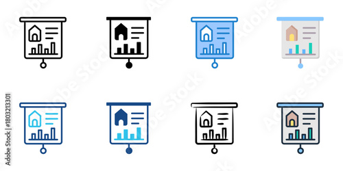Real estate market icon set multiple style collection 

