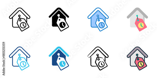 Rental market icon set multiple style collection 
