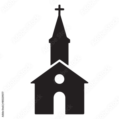 Christian church steeple silhouette icon.