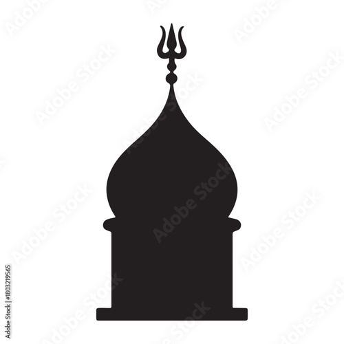 Hindu trishul temple dome silhouette icon.