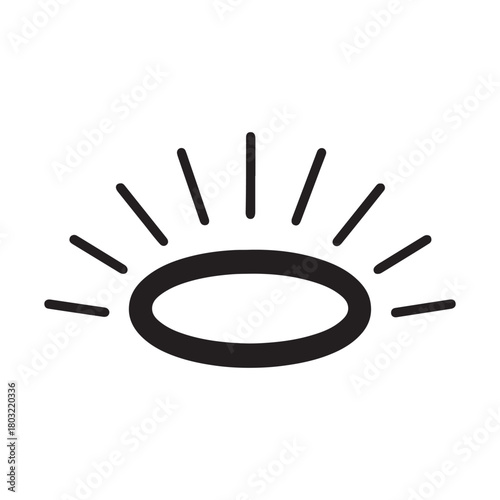 Angel Halo with Rays Silhouette Icon