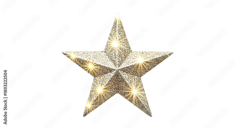 Obraz premium Illuminated glittery star decoration isolated on transparent background