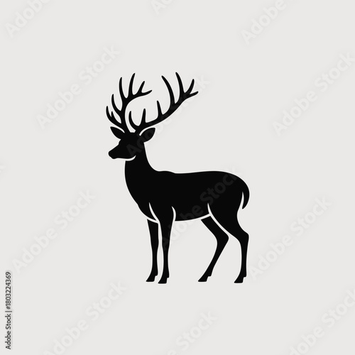 Majestic stag with elaborate antlers standing gracefully deer silhouette