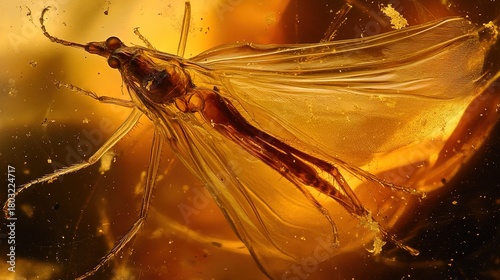 foolishness. Ancient insect preserved in clear amber, natural golden translucent resin. wildlife magazines, conservation campaigns, designed for wildlife conservation campaigns, used by ux designers.