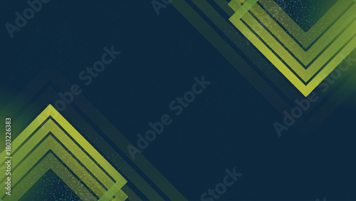 Modern Geometric Green Chevrons on Dark Blue Background