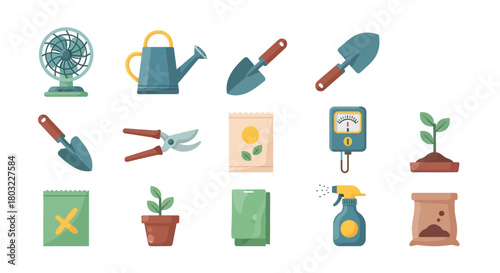 Gardening tools and equipment for planting and growing plants in the garden.