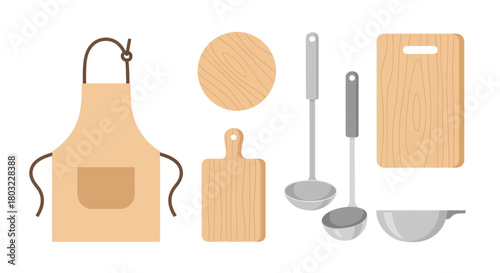 Kitchen Utensils and Apron Illustration.