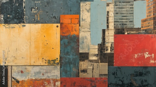 Wallpaper Mural Abstract urban collage, textured panels, city backdrop, design element Torontodigital.ca