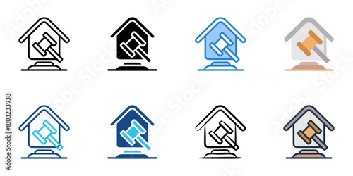 Real estate attorney icon set multiple style collection 
