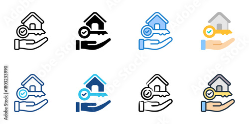 Real estate closing icon set multiple style collection 

