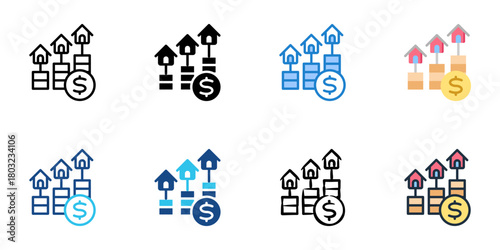 Home equity icon set multiple style collection 
