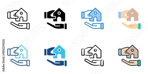 Real estate deal icon set multiple style collection 
