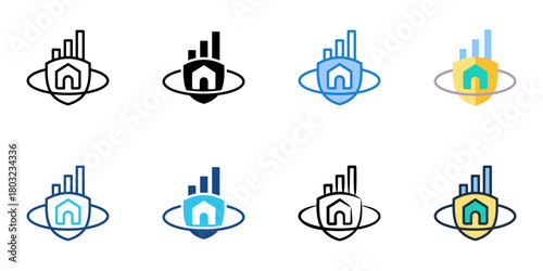 Real estate investment trust icon set multiple style collection 
