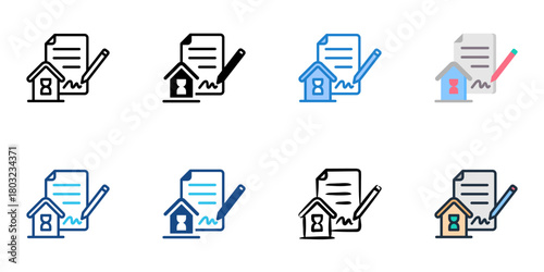 Rental agreement icon set multiple style collection 
