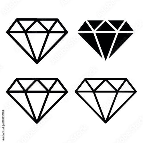 Diamond gemstone vector illustration set for jewelry design logo icon graphic resource and web design element