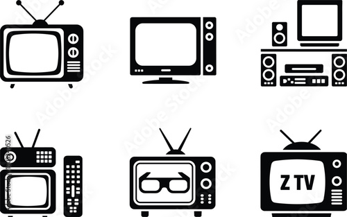 Vintage and Modern Television Set Icons Collection retro