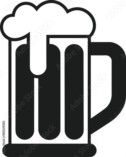Black Beer Mug with Foam Vector Silhouette drink beverage