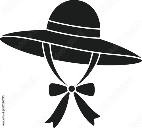 Black silhouette Easter bonnet hat with ribbon and bow