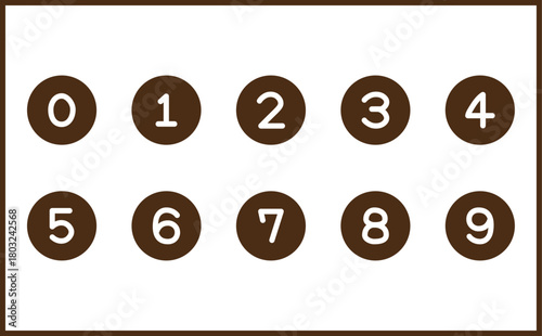 かわいい手書きの丸と数字のシンプルアイコンセット