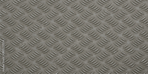 Seamless metallic diamond plate texture pattern background with industrial steel surface design