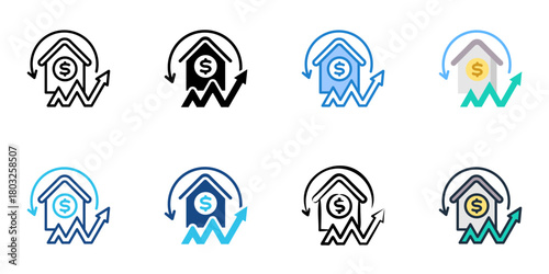 Real estate ROI icon set multiple style collection 
